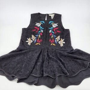 Sachin & Babi Duncan Top Size 4 Black Embroidered Floral Sleeveless Blouse‎ $458